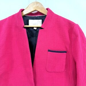 Banana Republic Hot Pink Blazer Jacket Womens 14 Pre-Owned Contrast Trim‎ Cotton